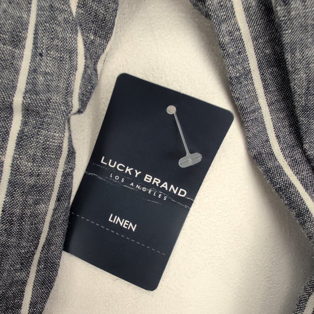 Lucky Brand Linen-Blend Striped Single-Button Blazer L - Picture 9 of 12